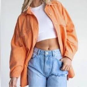 Princess Polly Women’s Oversized Comfy Normcore Neve Shacket In Orange NWT Sz 4